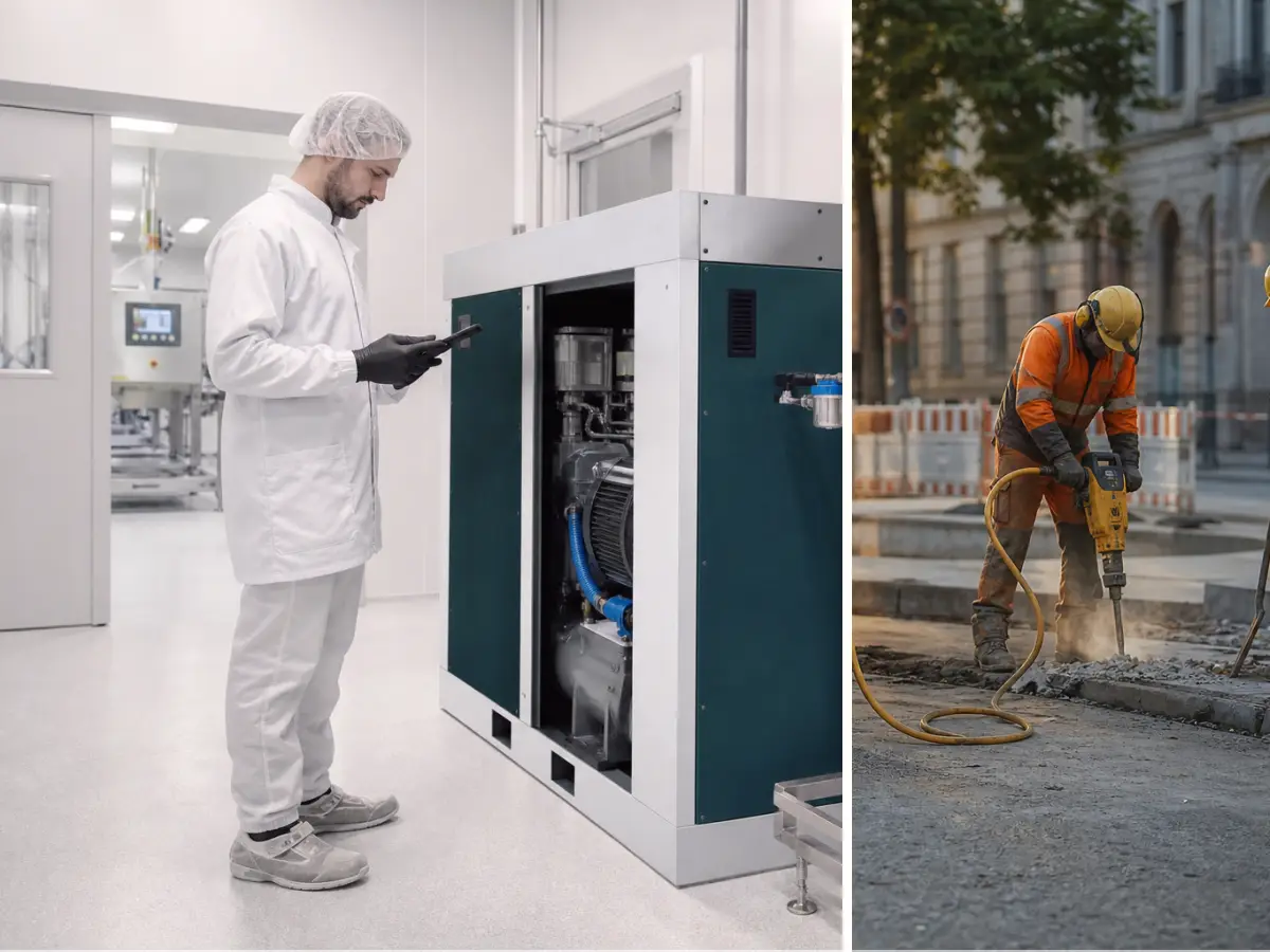 Praxisperspektive für Kompressor für Baustelle